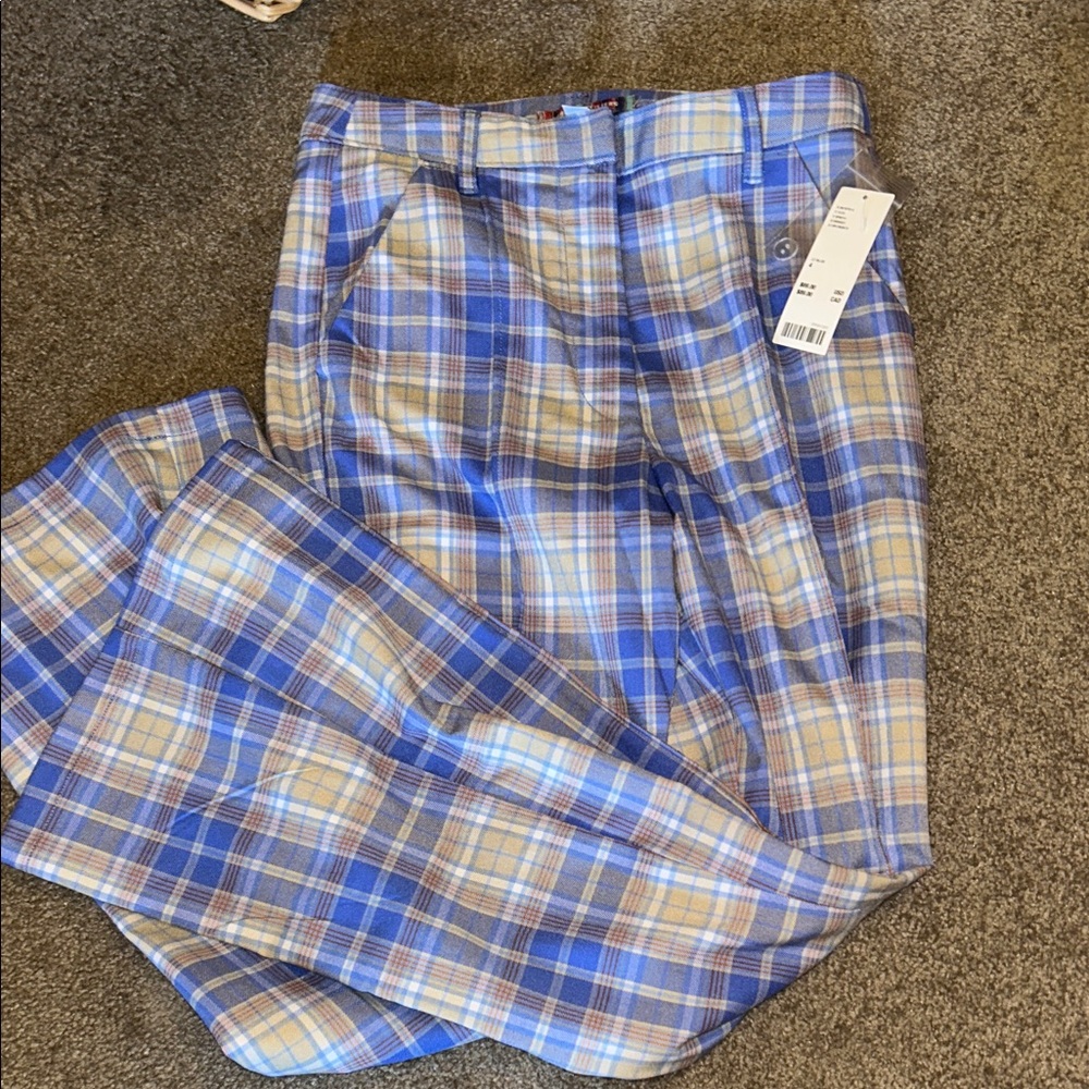 Blue and Tan Plaid Pants